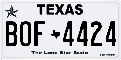 TX license plate BOF4424