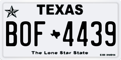 TX license plate BOF4439