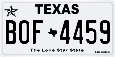 TX license plate BOF4459