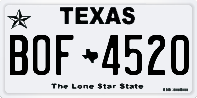 TX license plate BOF4520