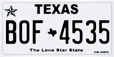 TX license plate BOF4535