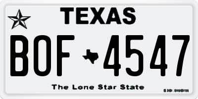 TX license plate BOF4547