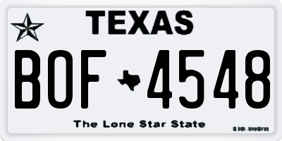 TX license plate BOF4548