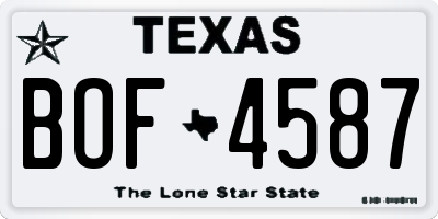 TX license plate BOF4587