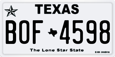 TX license plate BOF4598