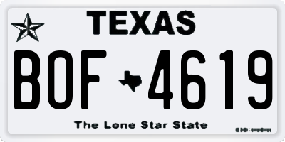 TX license plate BOF4619