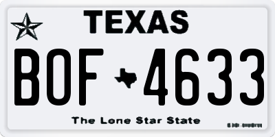 TX license plate BOF4633
