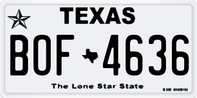 TX license plate BOF4636