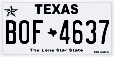 TX license plate BOF4637