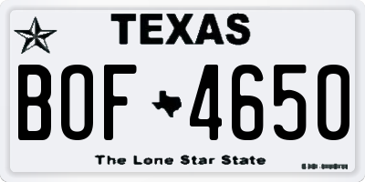 TX license plate BOF4650