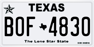 TX license plate BOF4830