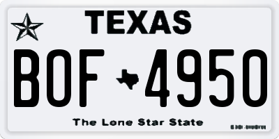 TX license plate BOF4950