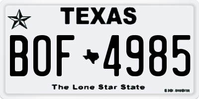 TX license plate BOF4985