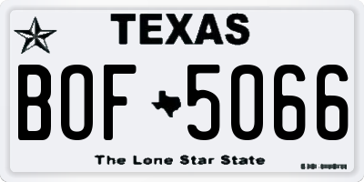TX license plate BOF5066