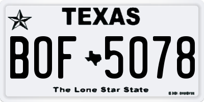 TX license plate BOF5078