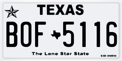 TX license plate BOF5116