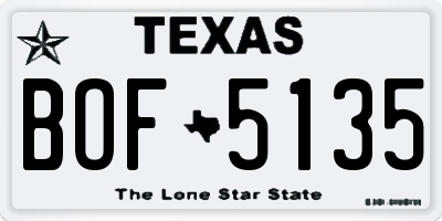 TX license plate BOF5135