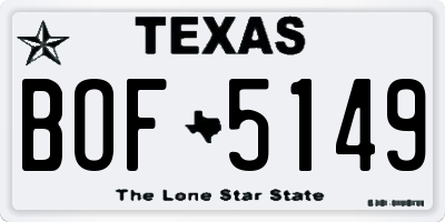 TX license plate BOF5149