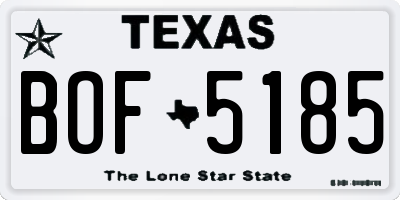 TX license plate BOF5185