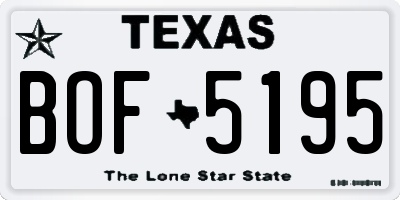 TX license plate BOF5195