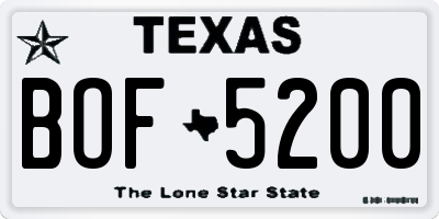 TX license plate BOF5200