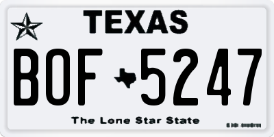 TX license plate BOF5247