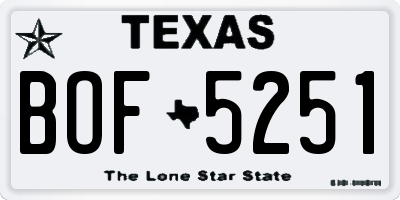 TX license plate BOF5251
