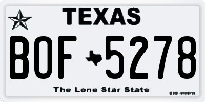 TX license plate BOF5278