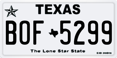 TX license plate BOF5299