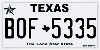 TX license plate BOF5335