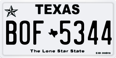 TX license plate BOF5344