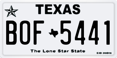 TX license plate BOF5441