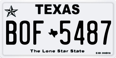 TX license plate BOF5487