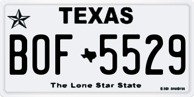 TX license plate BOF5529