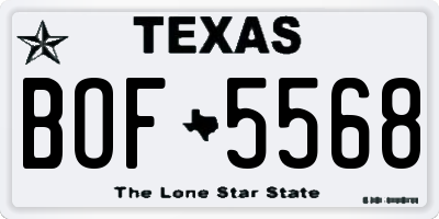 TX license plate BOF5568