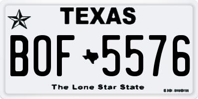 TX license plate BOF5576