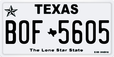 TX license plate BOF5605