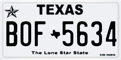 TX license plate BOF5634