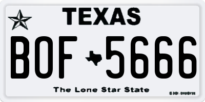 TX license plate BOF5666