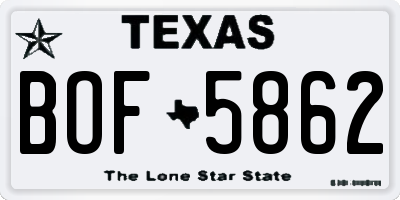 TX license plate BOF5862