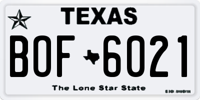 TX license plate BOF6021