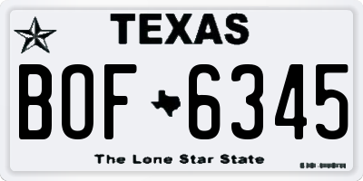 TX license plate BOF6345
