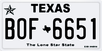 TX license plate BOF6651