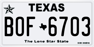 TX license plate BOF6703
