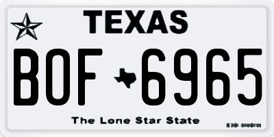 TX license plate BOF6965