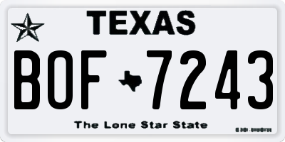 TX license plate BOF7243