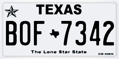 TX license plate BOF7342