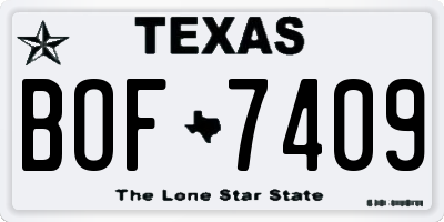 TX license plate BOF7409