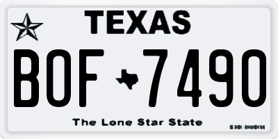 TX license plate BOF7490