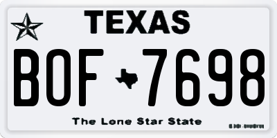 TX license plate BOF7698